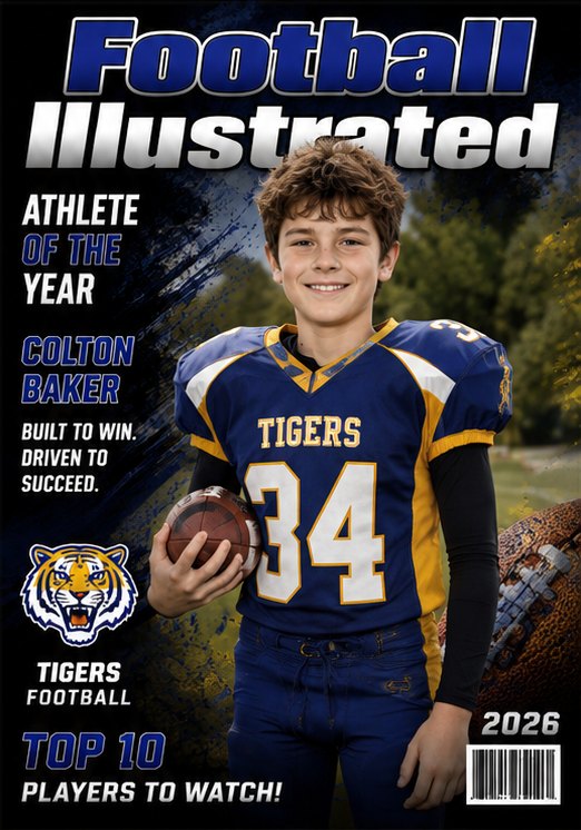 Football illustrated photo product shown full frame