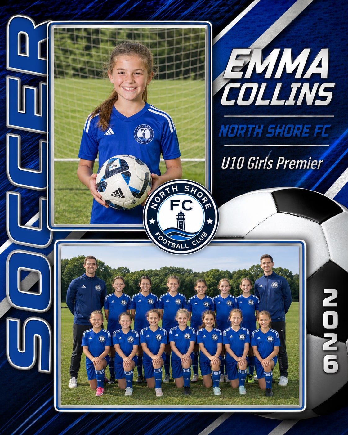 Traditional soccer team and individual portrait sample selected by Craig