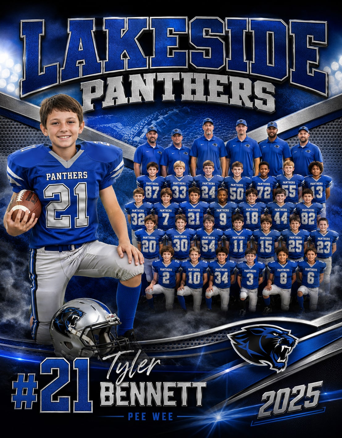 Virtual football individual and team composite sample selected by Craig